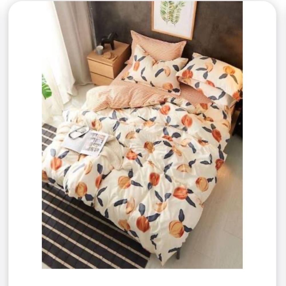 Beautiful peach bed cover, sheet, pillowcase
